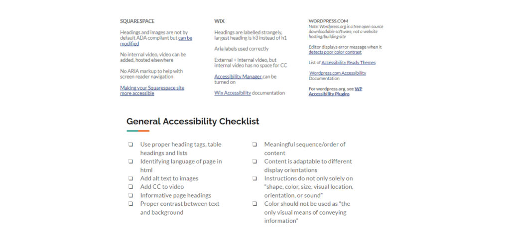 Accessibility research checklist image